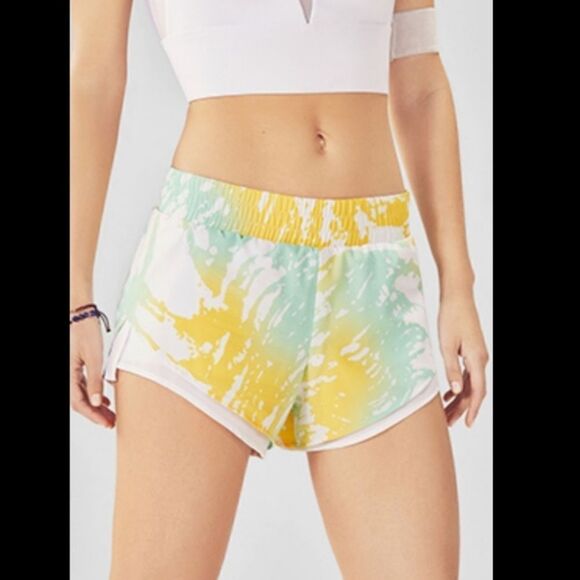 Fabletics Latrice Aura Green & Yellow Shorts (M) - Picture 2 of 7